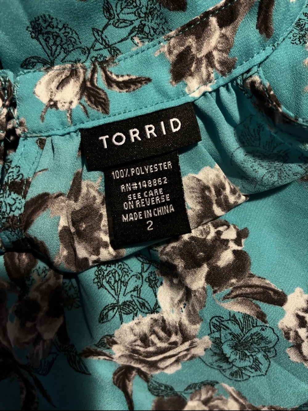torrid Teal Floral High-Low Tank - Picture 7 of 7